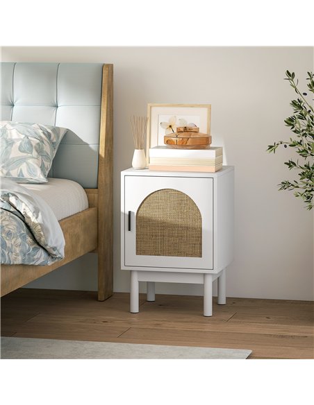 HOMCOM Rattan Bedside Table for Bedroom - White - pic 173545 | FastDaddyshop