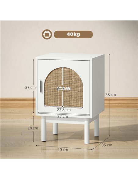 HOMCOM Rattan Bedside Table for Bedroom - White - pic 173546 | FastDaddyshop