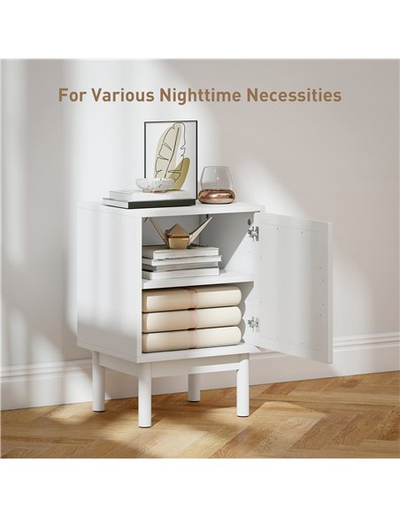 HOMCOM Rattan Bedside Table for Bedroom - White - pic 173547 | FastDaddyshop
