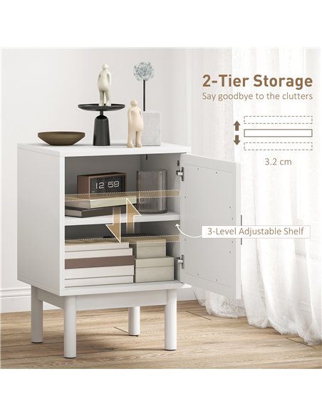 HOMCOM Rattan Bedside Table for Bedroom - White - pic 173549 | FastDaddyshop