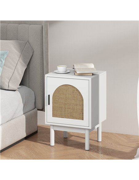 HOMCOM Rattan Bedside Table for Bedroom - White - pic 173551 | FastDaddyshop