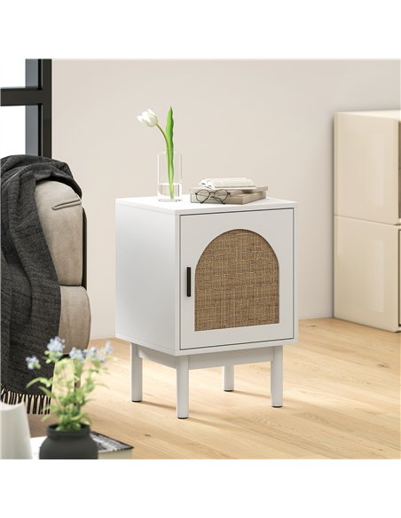 HOMCOM Rattan Bedside Table for Bedroom - White - pic 173552 | FastDaddyshop