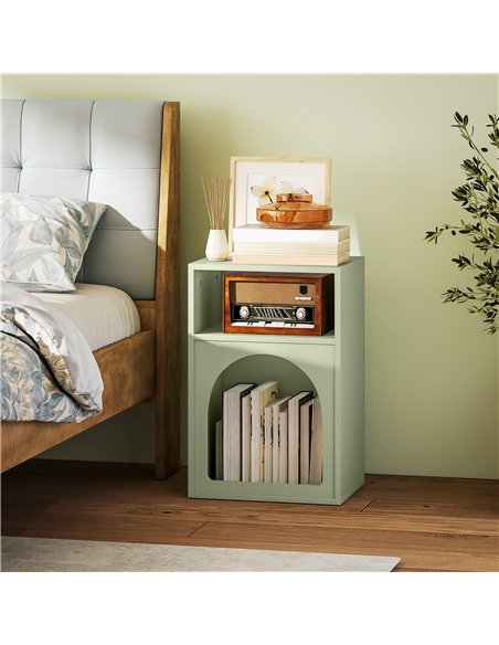HOMCOM Bedside Table with 2 Open Compartments - Light Green - pic 173554 | FastDaddyshop
