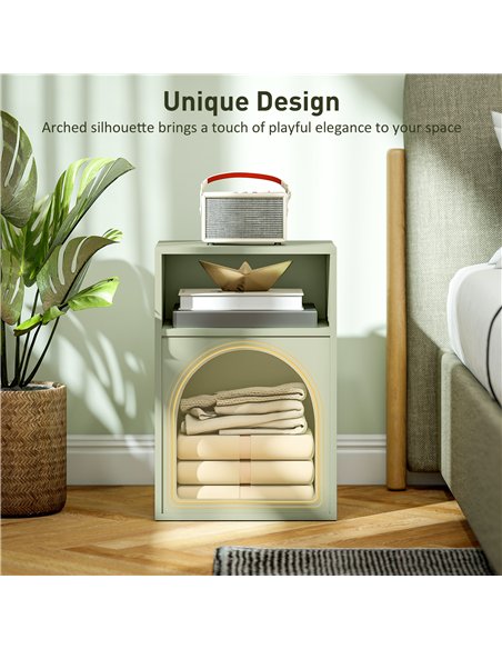 HOMCOM Bedside Table with 2 Open Compartments - Light Green - pic 173556 | FastDaddyshop
