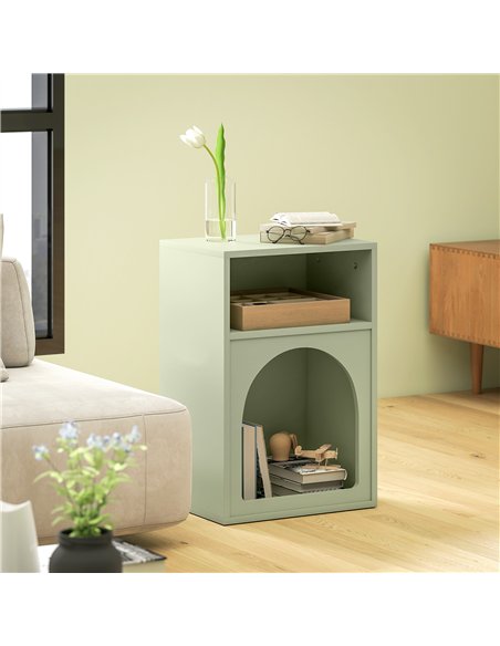 HOMCOM Bedside Table with 2 Open Compartments - Light Green - pic 173560 | FastDaddyshop