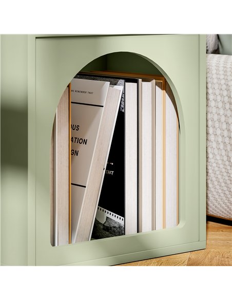 HOMCOM Bedside Table with 2 Open Compartments - Light Green - pic 173561 | FastDaddyshop
