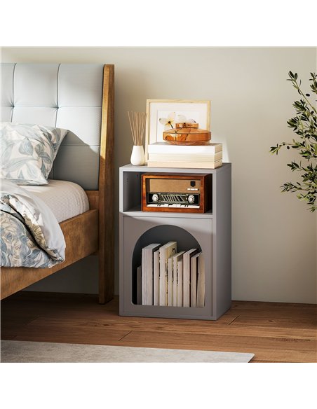 HOMCOM Bedside Table with 2 Open Compartments - Grey - pic 173572 | FastDaddyshop
