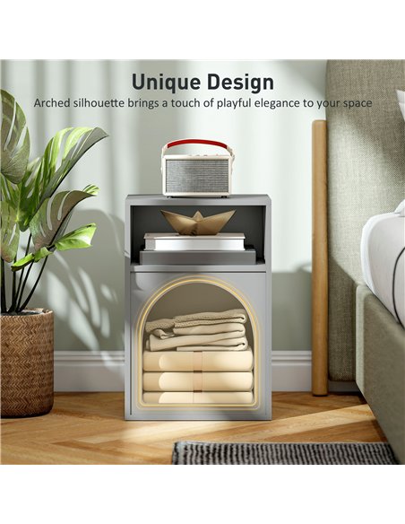 HOMCOM Bedside Table with 2 Open Compartments - Grey - pic 173574 | FastDaddyshop