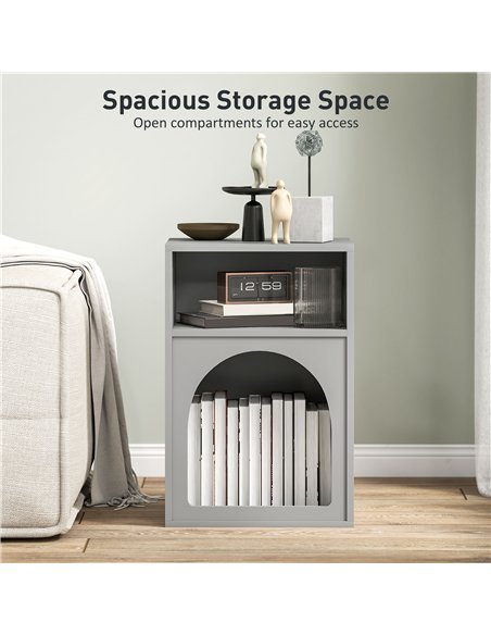 HOMCOM Bedside Table with 2 Open Compartments - Grey - pic 173575 | FastDaddyshop