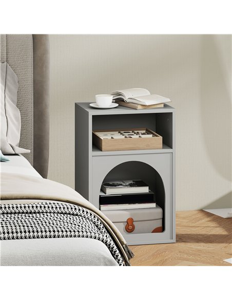 HOMCOM Bedside Table with 2 Open Compartments - Grey - pic 173577 | FastDaddyshop