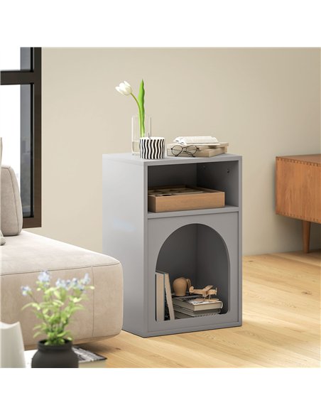 HOMCOM Bedside Table with 2 Open Compartments - Grey - pic 173578 | FastDaddyshop