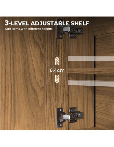 HOMCOM Bathroom Mirror Cabinet with Soft-Close Doors and Adjustable Shelf - Natural Wood Finish