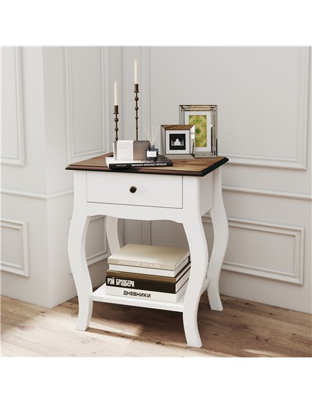 HOMCOM 2pcs Bedside Tables with Drawer, French Style Bedside Cabinets with Open Shelf for Bedroom, Living Room, White - pic 173595 | FastDaddyshop