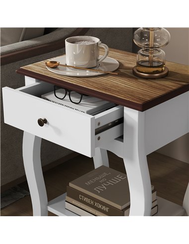 HOMCOM 2pcs Bedside Tables with Drawer, French Style Bedside Cabinets with Open Shelf for Bedroom, Living Room, White