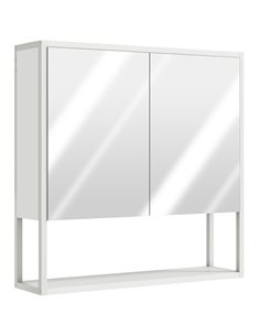 HOMCOM Bathroom Mirror Cabinet with Soft-Close Doors and Adjustable Shelf - White