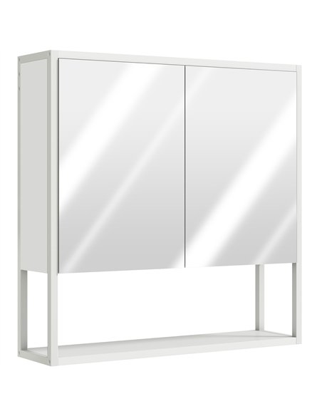 HOMCOM Bathroom Mirror Cabinet with Soft-Close Doors and Adjustable Shelf - White - pic 173598 | FastDaddyshop