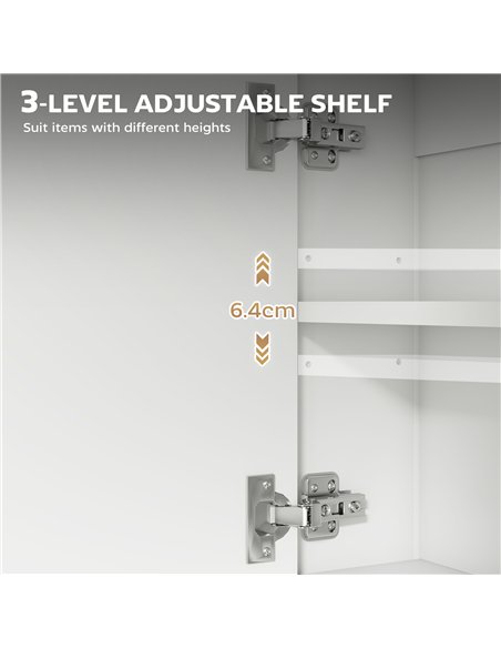 HOMCOM Bathroom Mirror Cabinet with Soft-Close Doors and Adjustable Shelf - White - pic 173603 | FastDaddyshop