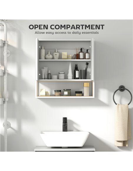 HOMCOM Bathroom Mirror Cabinet with Soft-Close Doors and Adjustable Shelf - White - pic 173604 | FastDaddyshop