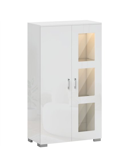 HOMCOM High Gloss Sideboard, Display Cabinet with 16-Colour RGB LED Lights and Remote Control, Modern Storage Cupboard with Glas - pic 173607 | FastDaddyshop