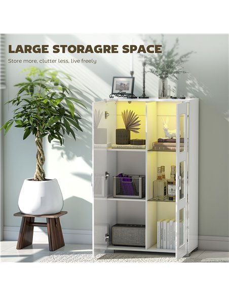 HOMCOM High Gloss Sideboard, Display Cabinet with 16-Colour RGB LED Lights and Remote Control, Modern Storage Cupboard with Glas - pic 173612 | FastDaddyshop