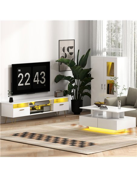 HOMCOM High Gloss Sideboard, Display Cabinet with 16-Colour RGB LED Lights and Remote Control, Modern Storage Cupboard with Glas - pic 173615 | FastDaddyshop