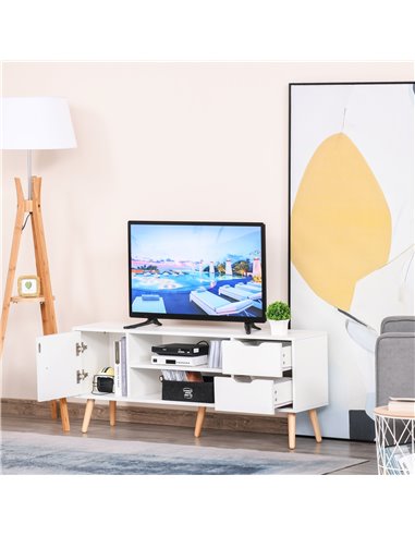 Homcom 1200mm Scandinavian-Style TV Stand with Drawers & Cabinet, White
