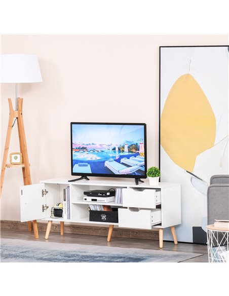 Homcom 1200mm Scandinavian-Style TV Stand with Drawers & Cabinet, White - pic 17362 | FastDaddyshop