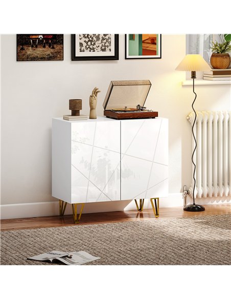 HOMCOM Modern Luxe High Gloss Sideboard, with Hairpin Legs - White - pic 173626 | FastDaddyshop