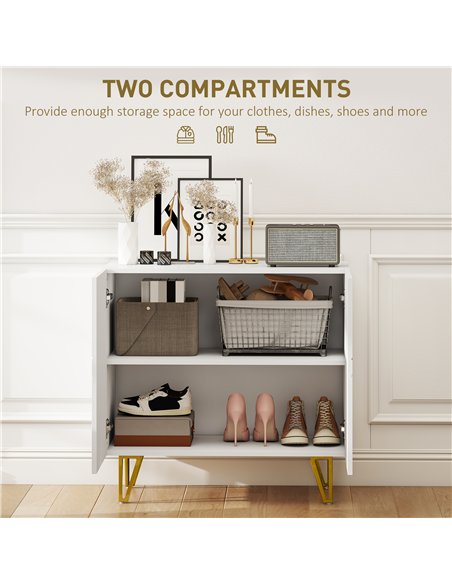 HOMCOM Modern Luxe High Gloss Sideboard, with Hairpin Legs - White - pic 173629 | FastDaddyshop