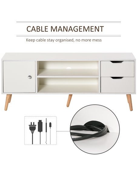 Homcom 1200mm Scandinavian-Style TV Stand with Drawers & Cabinet, White - pic 17363 | FastDaddyshop