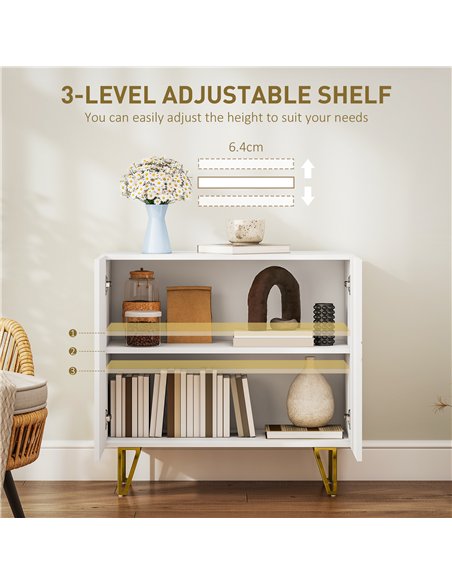 HOMCOM Modern Luxe High Gloss Sideboard, with Hairpin Legs - White - pic 173630 | FastDaddyshop