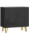 HOMCOM Modern Luxe High Gloss Sideboard, with Hairpin Legs - Black