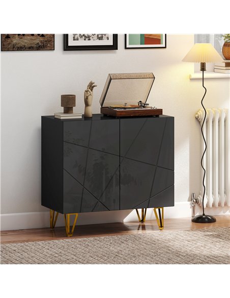 HOMCOM Modern Luxe High Gloss Sideboard, with Hairpin Legs - Black - pic 173635 | FastDaddyshop