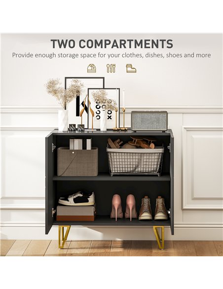 HOMCOM Modern Luxe High Gloss Sideboard, with Hairpin Legs - Black - pic 173638 | FastDaddyshop