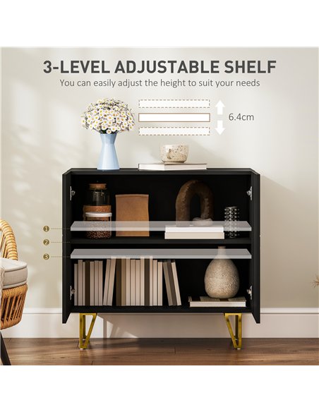 HOMCOM Modern Luxe High Gloss Sideboard, with Hairpin Legs - Black - pic 173639 | FastDaddyshop