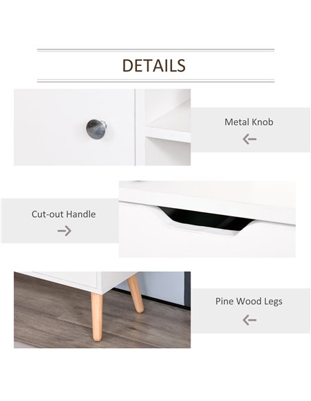 Homcom 1200mm Scandinavian-Style TV Stand with Drawers & Cabinet, White - pic 17364 | FastDaddyshop