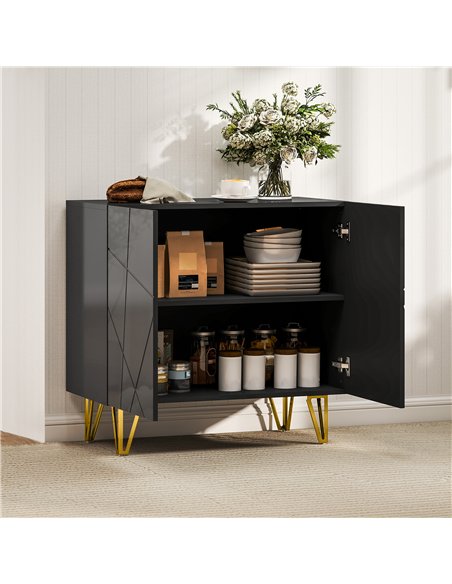 HOMCOM Modern Luxe High Gloss Sideboard, with Hairpin Legs - Black - pic 173641 | FastDaddyshop