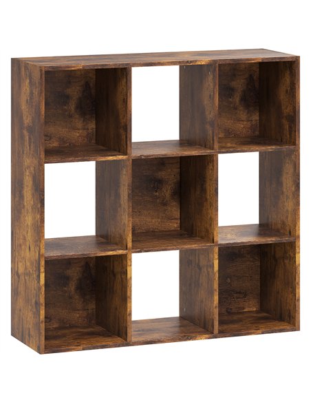 HOMCOM 3-tier 9 Cubes Storage Unit Particle Board Cupboard Bookcase Organiser Home Office Shelves, Rustic Brown - pic 173643 | FastDaddyshop