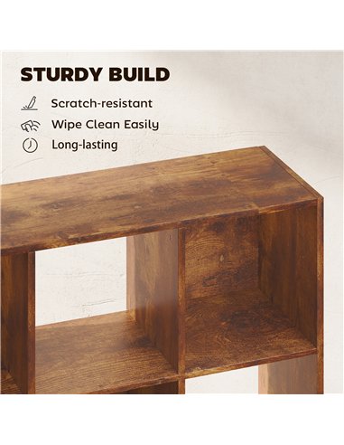 HOMCOM 3-tier 9 Cubes Storage Unit Particle Board Cupboard Bookcase Organiser Home Office Shelves, Rustic Brown