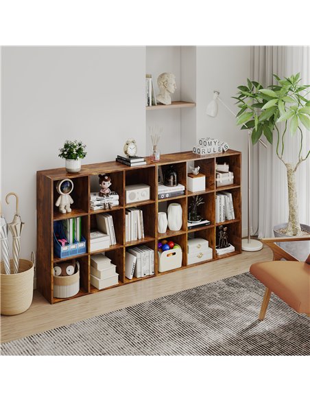 HOMCOM 3-tier 9 Cubes Storage Unit Particle Board Cupboard Bookcase Organiser Home Office Shelves, Rustic Brown - pic 173650 | FastDaddyshop