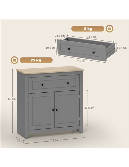 HOMCOM Sideboard Storage Cabinet, Morden Kitchen Cupboard with Adjustable Shelf, Drawer and Double Doors, Sideboard for Living R - pic 173654 | FastDaddyshop