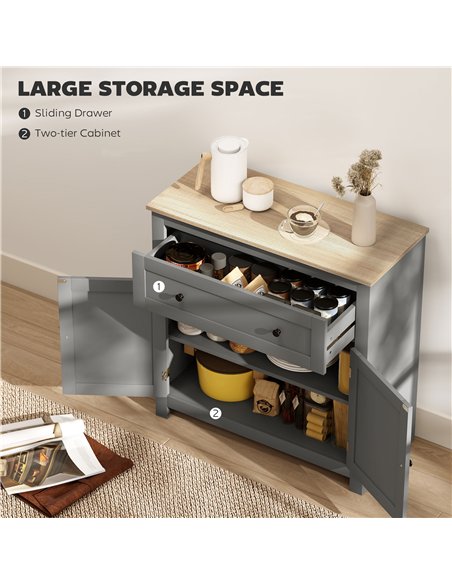 HOMCOM Sideboard Storage Cabinet, Morden Kitchen Cupboard with Adjustable Shelf, Drawer and Double Doors, Sideboard for Living R - pic 173655 | FastDaddyshop