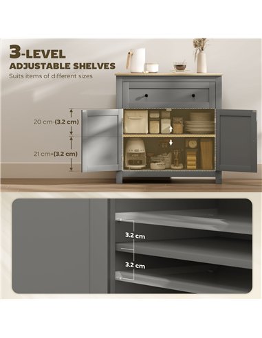 HOMCOM Sideboard Storage Cabinet, Morden Kitchen Cupboard with Adjustable Shelf, Drawer and Double Doors, Sideboard for Living R