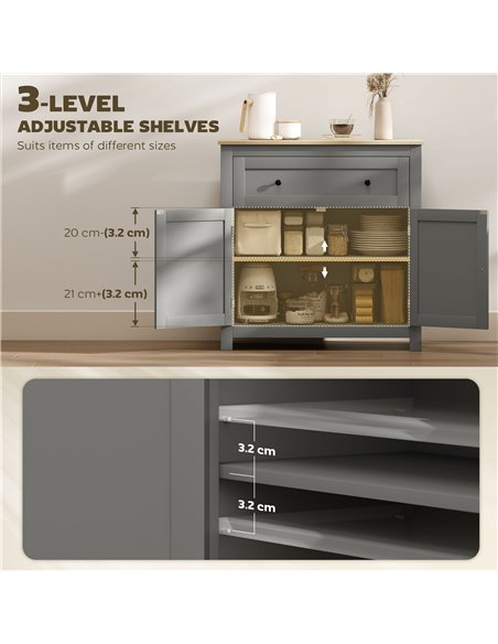 HOMCOM Sideboard Storage Cabinet, Morden Kitchen Cupboard with Adjustable Shelf, Drawer and Double Doors, Sideboard for Living R - pic 173656 | FastDaddyshop