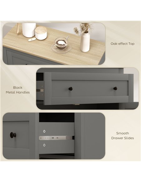 HOMCOM Sideboard Storage Cabinet, Morden Kitchen Cupboard with Adjustable Shelf, Drawer and Double Doors, Sideboard for Living R - pic 173658 | FastDaddyshop