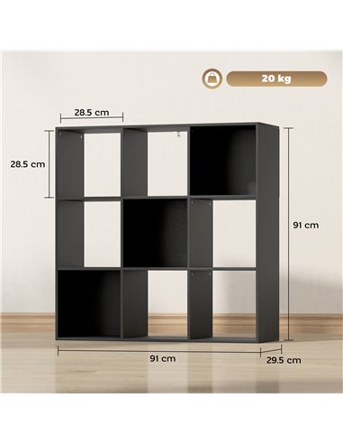 HOMCOM Nine-Cube Storage Shelf - Black