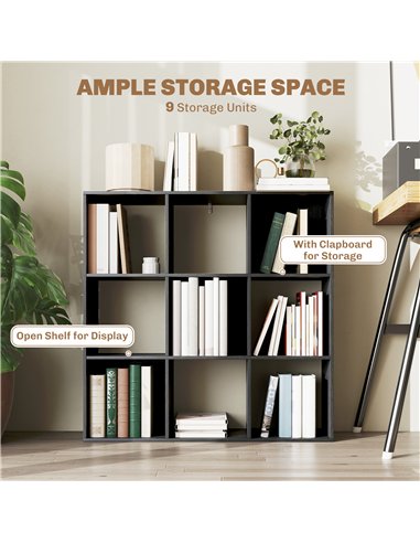 HOMCOM Nine-Cube Storage Shelf - Black