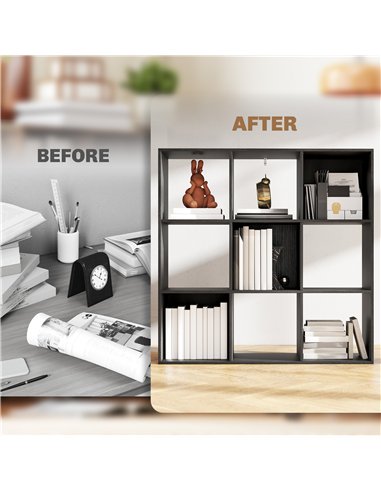 HOMCOM Nine-Cube Storage Shelf - Black