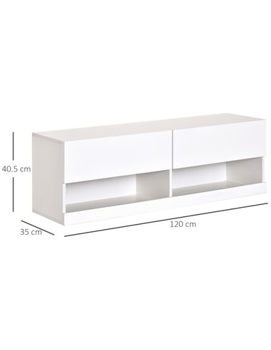 Homcom 1200mm Wall Mount TV Stand Entertainment Center with 20 Colors LED Lights, Storage & Cable Holes