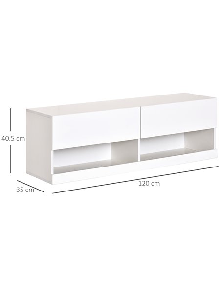 Homcom 1200mm Wall Mount TV Stand Entertainment Center with 20 Colors LED Lights, Storage & Cable Holes - pic 17369 | FastDaddyshop